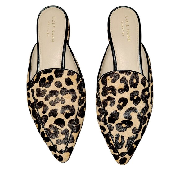 Cole Haan Piper calf hairon Leopard print Leather Flats/slides Women Size Sz 6B - Picture 1 of 4